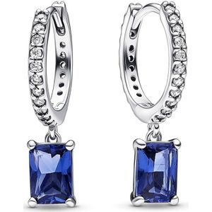 PANDORA - Tijdloze Creolen - Blauw - Sterling Zilver - Eén Paar