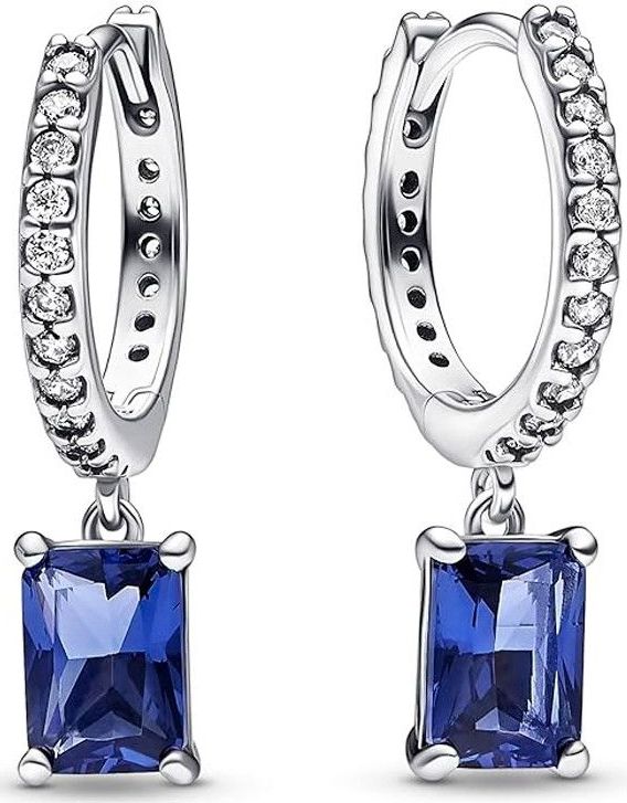 PANDORA - Tijdloze Creolen - Blauw - Sterling Zilver - Eén Paar