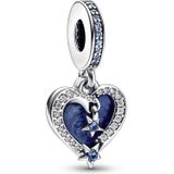 PANDORA Himmlische Sterschelp Harten Dubbele Hanger - Zilver - Gemengde Stenen