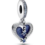 PANDORA Himmlische Sterschelp Harten Dubbele Hanger - Zilver - Gemengde Stenen
