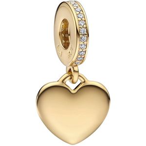 PANDORA Charmante hanger van sterling zilver met zirkonia in de kleur goud, compatibel met PANDORA Moments armbanden, 768761C01, Eén maat, Ander metaal, Zirkonia