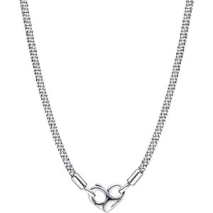 PANDORA Moments Gliederhalskette met glazen van sterling zilver in de kleur zilver, compatibel met PANDORA Moments armbanden, lengte: 45 cm, 392451C00-45, Sterling zilver, Geen edelsteen