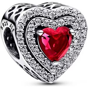 Pandora Bead Pandora Charm Sparkling Red Levelled Heart 799218C02 Silber