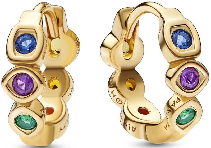 PANDORA Marvel The Avengers Infinity-Steine Ohrringe aus vergoldeter Metalllegierung mit Cubic Zirkonia in der Farbe Gold, Marvel X PANDORA Kollektion, 262567C01