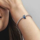 Pandora - Gebogen Veerbedel - Blauw - Sterling Zilver - Handgemaakt