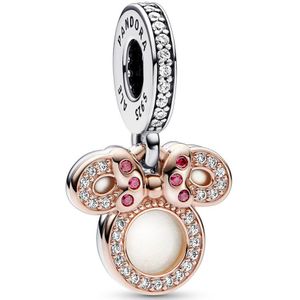 PANDORA Moments Disney Minnie Maus Silhouette Doppelter Charm-Anhänger mit rosevergoldeter Metalllegierung Moments Collection, kompatibel Moments Armbändern, 782615C01