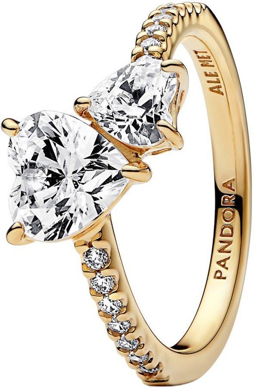 Pandora - Double Heart Sparkling - Ring - Goud
