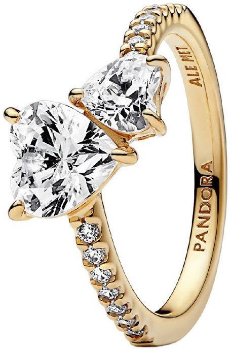Pandora - Double Heart Sparkling - Ring - Goud - Verguld Metaal