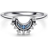 Ringen - Blauw - Sterling Zilver - Maansikkelmotief