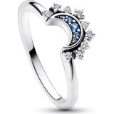 Ringen - Blauw - Sterling Zilver - Maansikkelmotief