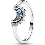 Ringen - Blauw - Sterling Zilver - Maansikkelmotief