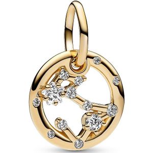 PANDORA Moments Sternzeichen Fische Charm-Anhänger aus Sterling Silber mit 14 Karat vergoldeter Metalllegierung, Zirkonia, Kompatibel Moments Armbänder, 762724C01