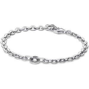 PANDORA Signature Ausdrucksstarkes Pavé Kettenarmband aus Sterling Silber mit Zirkonia, Größe: 18cm, 592777C01-18