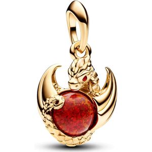 PANDORA X Game of Thrones Drachenfeuer Charm-Anhänger aus Sterling Silber mit 14 Karat vergoldete Metalllegierung, Kompatibel Moments Armbändern, 762972C01