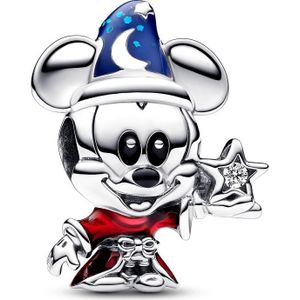PANDORA Moments Disney Zauberlehrling Micky Charm aus Sterling Silber mit Zirkonia, Kompatibel Moments, 792954C01