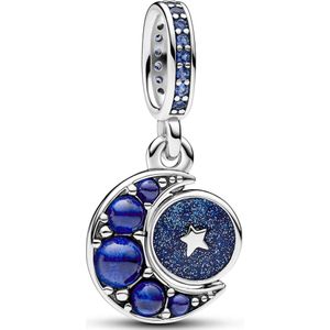 PANDORA Moments Funkelnder Drehender Mond Charm-Anhänger aus Sterling Silber mit künstlichen Kristallen, Kompatibel Moments Armbändern, 792979C01