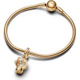 PANDORA - Moments Hart Sneeuwbol Charm - Sterling Zilver - Vergulde Metaallegering - Zirkonia