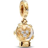 PANDORA - Moments Hart Sneeuwbol Charm - Sterling Zilver - Vergulde Metaallegering - Zirkonia