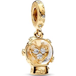 PANDORA Moments Hart Snneekugel Charm-hanger van sterling zilver met vergulde metaallegering, zirkonia, compatibele Moments Armbanden, 762825C01, Glold 14k, Zirkonia