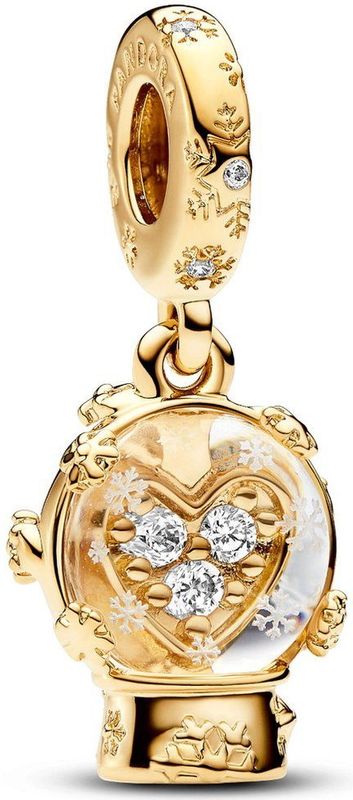 PANDORA - Moments Hart Sneeuwbol Charm - Sterling Zilver - Vergulde Metaallegering - Zirkonia