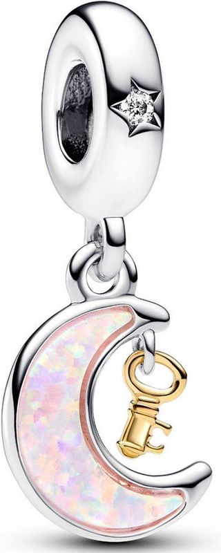 Pandora - Charm Dangle Two Tone Key & Moon - Bedel