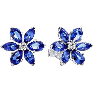 PANDORA - Herbarium Cluster Oorbellen - Blauw - Sterling Zilver - Zirkonia