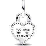 Pandora - Two-tone Twistable Heart Padlock - Hangende Bedel