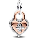 Pandora - Two-tone Twistable Heart Padlock - Hangende Bedel