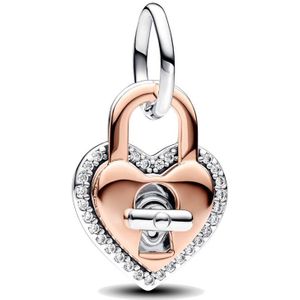 Pandora - Two-tone Twistable Heart Padlock - Hangende Bedel