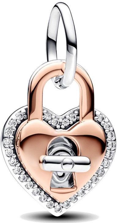 Pandora - Two-tone Twistable Heart Padlock - Hangende Bedel