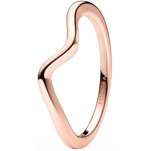 PANDORA Timeless Polierte Welle Ring aus Sterling Silber mit rosévergoldet Metalllegierung, Größe 52, 183095C00-52