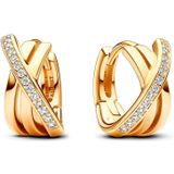PANDORA Timeless Behandelte Süßwasserzuchtperle & Pavé Doppelband-Ring aus Sterling Silber mit Zirkonia, Größe: 56, 193147C01-56