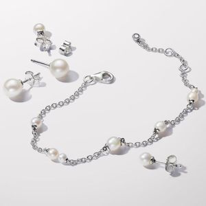 Pandora Oorbellen - Sterling silver Treated freshwater cultured pearl in silver