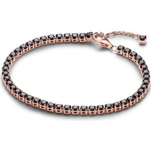 PANDORA Timeless Schwarzes Funkelndes Tennisarmband aus 14 Karat Rosévergoldeter Metalllegierung mit künstlichen Kristallen, Timeless Kollektion, 18cm, 581469C02-18