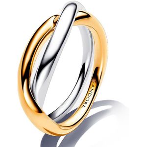 Pandora Essence Bicolor Verschlungene Bänder Ring aus Sterling Silber mit vergoldeter Metalllegierung, Größe: 54, 163262C00-54