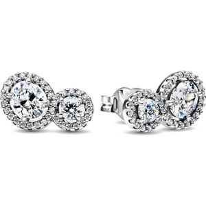 Pandora - Embracing Halo Stud - Oorstekers - Zilver