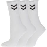 3 Paar hummel Basic Crew-Socken mit Kontrastwinkel Baumwoll-Strümpfe Sport-Socken 022030-9001 Weiß