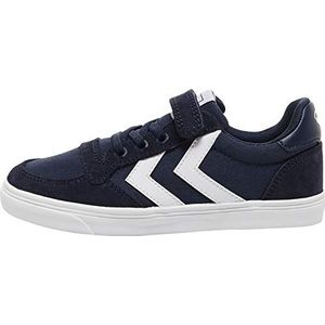 hummel Slimmer Stadil Low Athleisure Sneakers voor kinderen, uniseks, klittenbandsluiting, jurk, blauwtinten, 33 EU