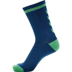 Hummel - Elite Indoor Sock Low - Unisex - Green Ash/Blue Coral - Gevoerde Hiel en Tenen - Vochtmanagement - Antibacterieel - Ventilatienet