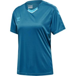 Hummel - Tricot - Blauw/Wit - Sporttop - Ronde Hals - Normale Pasvorm