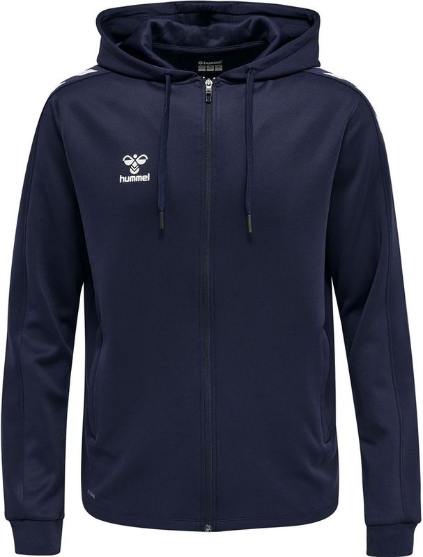 Hummel - Sportsweatvest - Marine/Wit - Met Capuchon - Lange Mouw