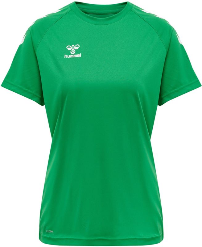 Hummel - Functioneel Shirt - Grasgroen/Wit - Ronde Hals - Normale Pasvorm