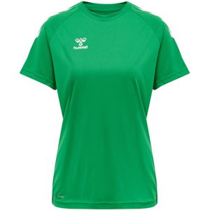 Hummel - Functioneel Shirt - Grasgroen/Wit - Ronde Hals - Normale Pasvorm