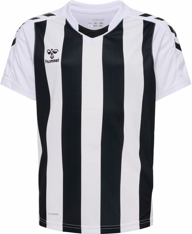 Hummel - Core XK - Functioneel Shirt - Zwart/Wit/Wolwit - Jersey, V-hals, Kwartmouw