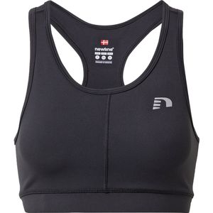 Newline - Core Athletic - Sport Bh - Zwart - Gebreid Jersey, Reflecterende Logo-opdruk, Zwemmersrug
