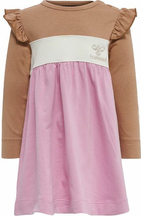 hummel - hmljamila Jurk - Kleurblok - Biologisch Katoen - Lange Mouwen