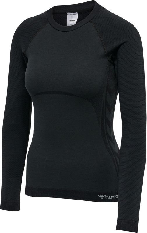 Hummel Damen Longsleeve Hmlclea Seamless Tight T-Shirt Ls Black Melange