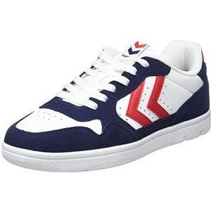 hummel Camden Mixed Sneakers, uniseks, Wit rood marineblauw, 36 EU