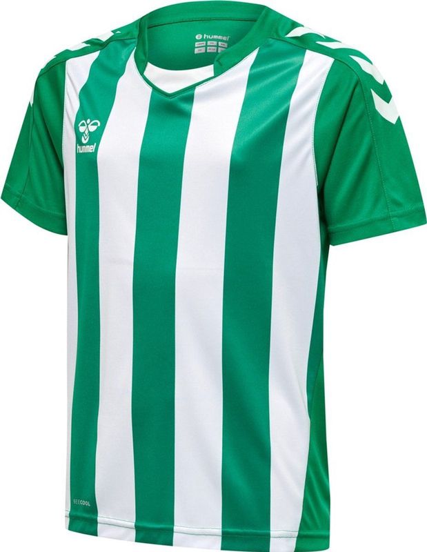Hummel - Core XK - Functioneel Shirt - Groen/Wit - V-hals - Kwartmouw
