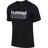 Hummel - Carson - Functioneel Shirt - Antraciet/Zwart/Wit - Katoen, Ronde Hals, Kwartmouw